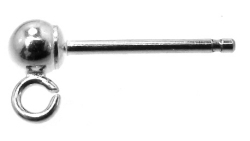 シルバーパーツ（sv925）/丸玉カン付ピアス「3mm」（6ペア）