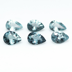 サファイア（ブルーグリーン） ルース  天然石 マダガスカル産 ペアシェイプ 4×3mm ファセットカット（5個）