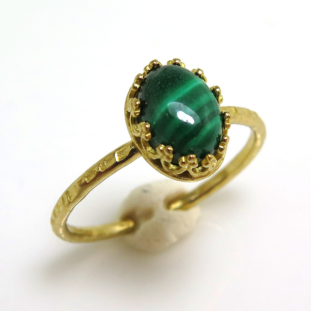 天然石アベンチュリン・指輪ハンマードリング（カボションオーバル・8