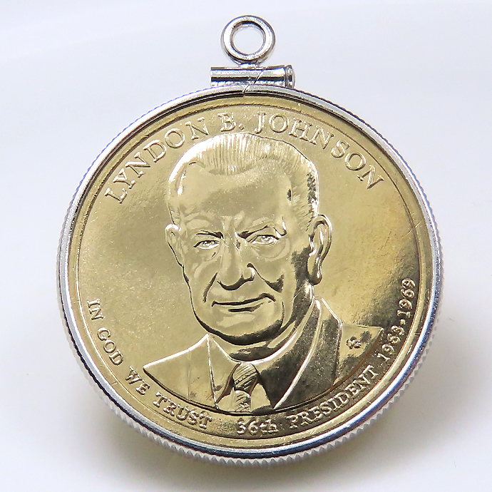 アメリカ大統領1ドル貨 リンドン・ジョンソン Lyndon Baines Johnson 第36代・コインペンダント・バチカン付 SV925 シルバー