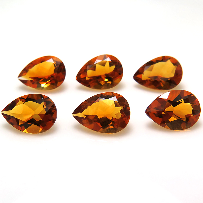 マディラシトリン 非加熱 天然石ルース（裸石）（ブラジル産）/ペアシェイプ【10×7mm】ファセットカット（10個）