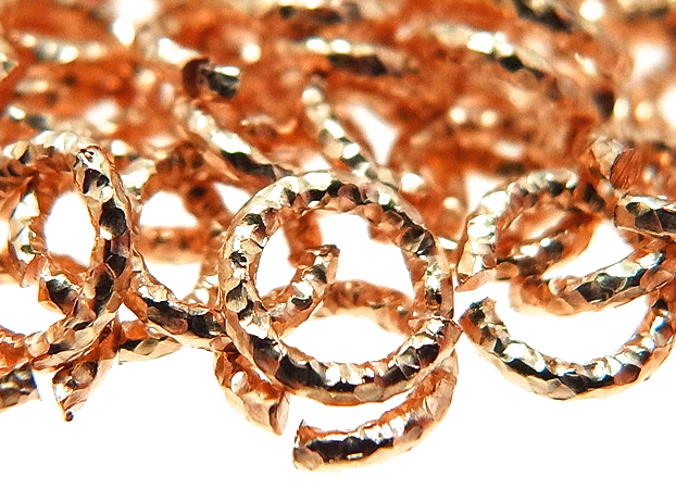 丸カン/テクスチャー「グリッター」（オープン）【6mm×0.76mm】（4.6g入/約100個相当）「14kgf（ローズゴールドフィルド）」