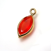 14kgfチャーム/天然石チャームカーネリアン（マーキス8×4mm）ベゼル「ゴールドフィルド」（1個）