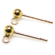 14kgf ピアス 丸玉カン付【3mm】（クローズ）ゴールドフィルド 4ペア