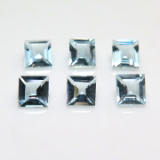 アクアマリン 天然石ルース（ブラジル/非加熱）スクエア【3mm】ファセットカット（5個）