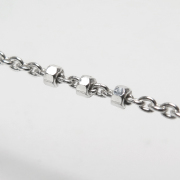 SV925 シルバーチェーン アズキ1.1mm　ビーズ（1.5mm×3） 25センチ （1本）