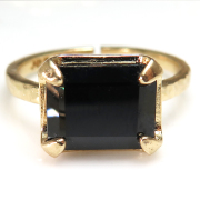 ブラックスピネル リング 指輪 天然石  オクタゴン レクタングル 10×8mm 真鍮ブラス ゴールドカラー