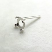 ピアス空枠・4本爪カボションピアス（4mm）「14kgf（ホワイトゴールドフィルド）」（2ペア/4個）