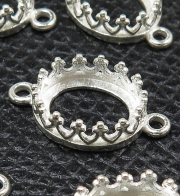 コネクター 空枠 石枠 オーバル クラウン（ベゼルセッティング/カボション用）10×8mm（真鍮ブラス・シルバーカラー）5個