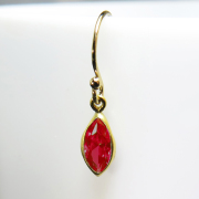 ジルコニアピアス キュービックジルコニア CZ 14KGF ゴールドフィルド マーキス ボールエンドフック レッド 8×4mm