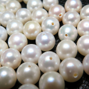 淡水パール真珠（ホワイト系）片穴パール（ラウンド～セミラウンド6.5～7mm）（3個）