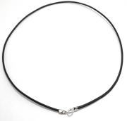 レザーネックレス45cm（引輪）【ブラック・2mm】（2本）