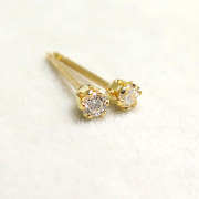 合成ダイヤモンド ラボグロウンダイヤモンド  HPHT ピアス  14K（14金）ラウンド 2mm （1ペア）