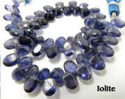 天然石ビーズ・アイオライト/オーバルカット（1連）