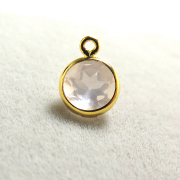 ゴールドフィルド・チャーム/天然石チャームローズクオーツ＜10月誕生石＞6mm（ベゼルセッティング）「14kgf」（1個）