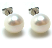 淡水パールピアス 真珠 シルバーSV925（ホワイト系）（ボタン10～10.5mm） キャッチ付（1ペア）