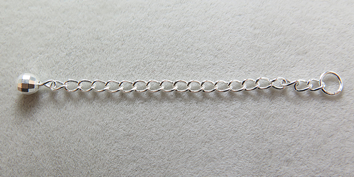 シルバーパーツ925/アジャスターチェーン（ミラーボール4mm）5センチ（25本）