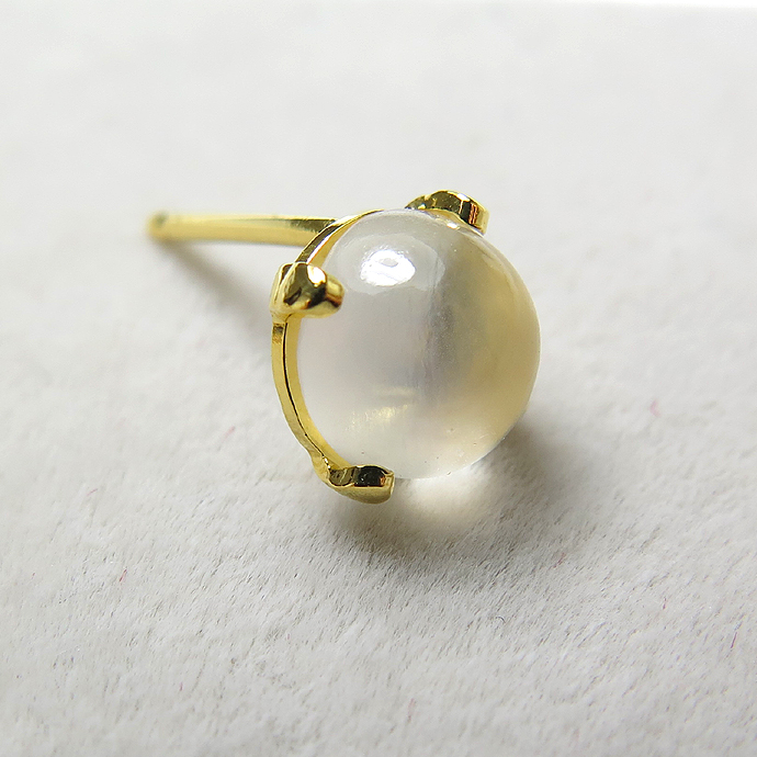 カボションピアス（天然石ムーンストーン＜6月誕生石＞ 6mm）「ゴールドフィルド（14kgf）」（10ペア）