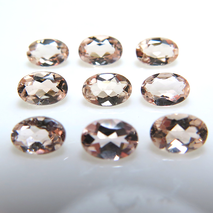 天然石ルース（裸石）・モルガナイト（ピンクベリル）（ブラジル産/加熱）オーバルファセットカット【6×4mm】（10個）