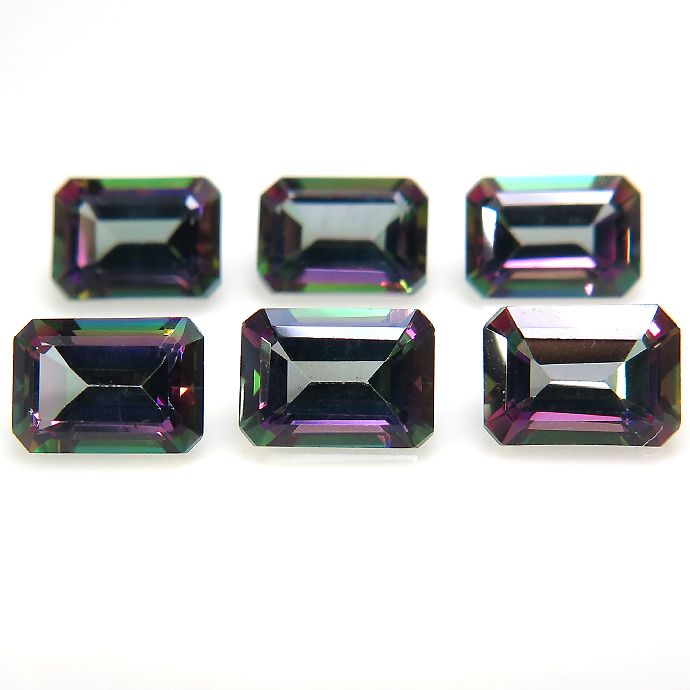 ミスティックトパーズ（グリーン）ブラジル産 天然石ルース/オクタゴン・レクタングル【7×5mm】ファセットカット（5個）
