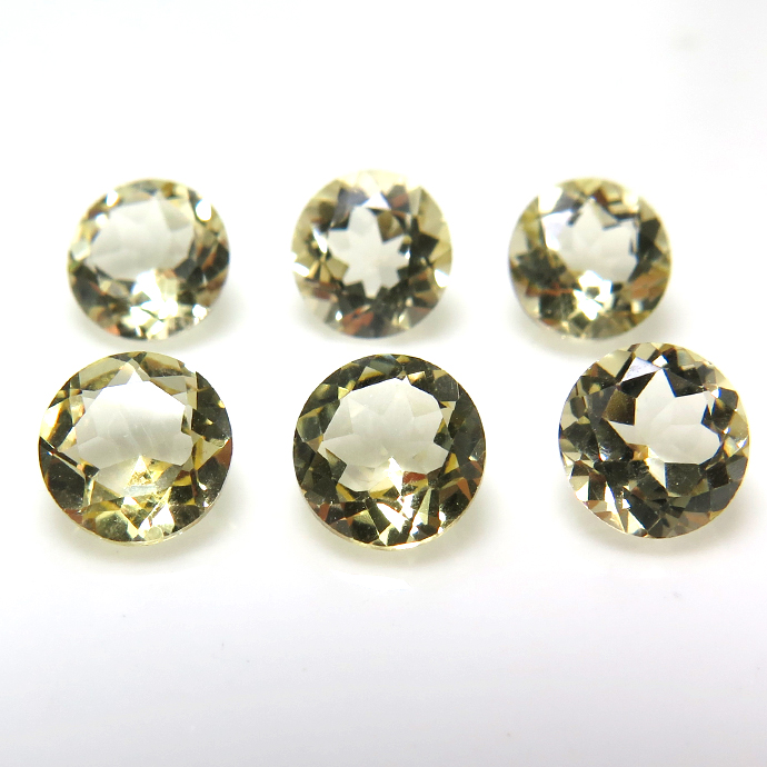 天然石ルース（裸石）・ミスティックトパーズ（イエロー）アフリカ産/ラウンド【6mm】ファセットカット（5個）