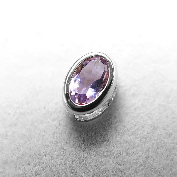 チャーム アメジスト＜2月誕生石＞ 天然石（オーバル6×4mm）ベゼル シルバーSV925（1個）