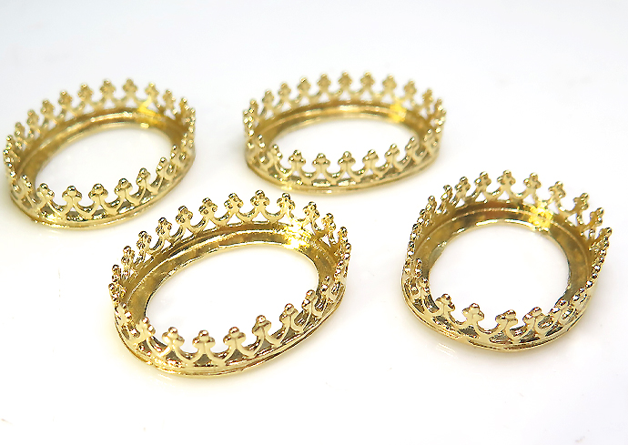 石枠 空枠 ベゼル オーバル 18×13mm （真鍮ブラス・ゴールドカラー）50個