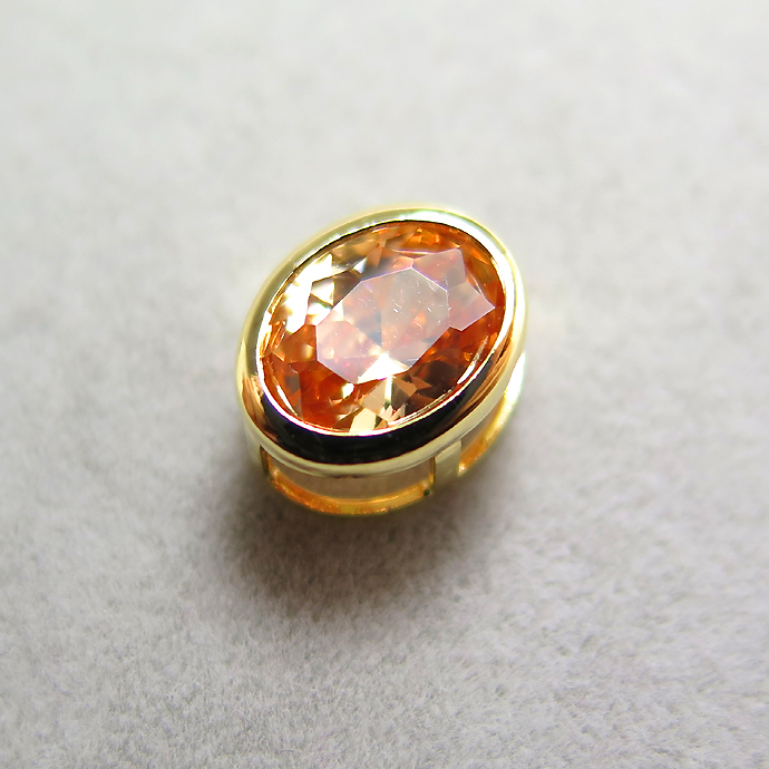 ゴールドフィルド・ベゼルセッティング/czキュービックジルコニア【オーバル】【シャンパン】8×6mm「14kgf」（10個）