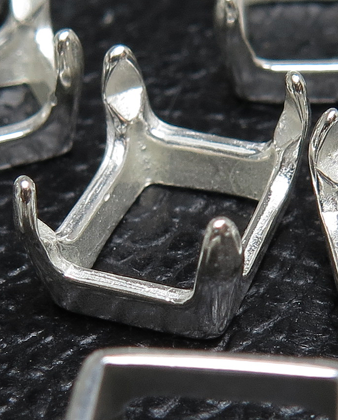 レクタングル 石枠 空枠 オクタゴン オクタゴン  10×8mm 4本爪（真鍮ブラス シルバーカラー）25個