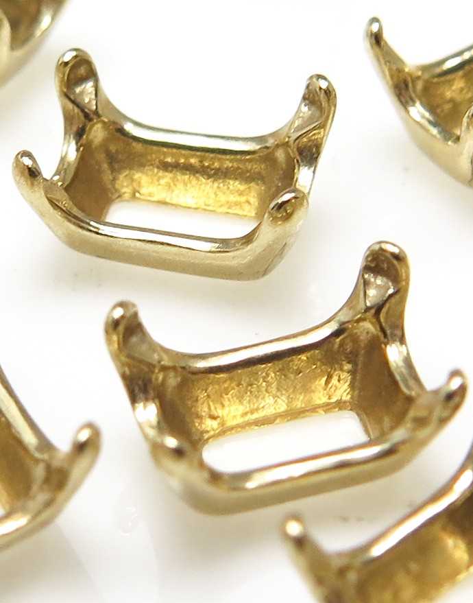 レクタングル 石枠 空枠 オクタゴン オクタゴン  6×4mm 4本爪（真鍮ブラス ゴールドカラー）50個