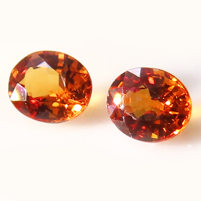 オレンジサファイア 天然石ルース セイロン（加熱処理）オーバル ファセットカット【5×3mm】（10個）