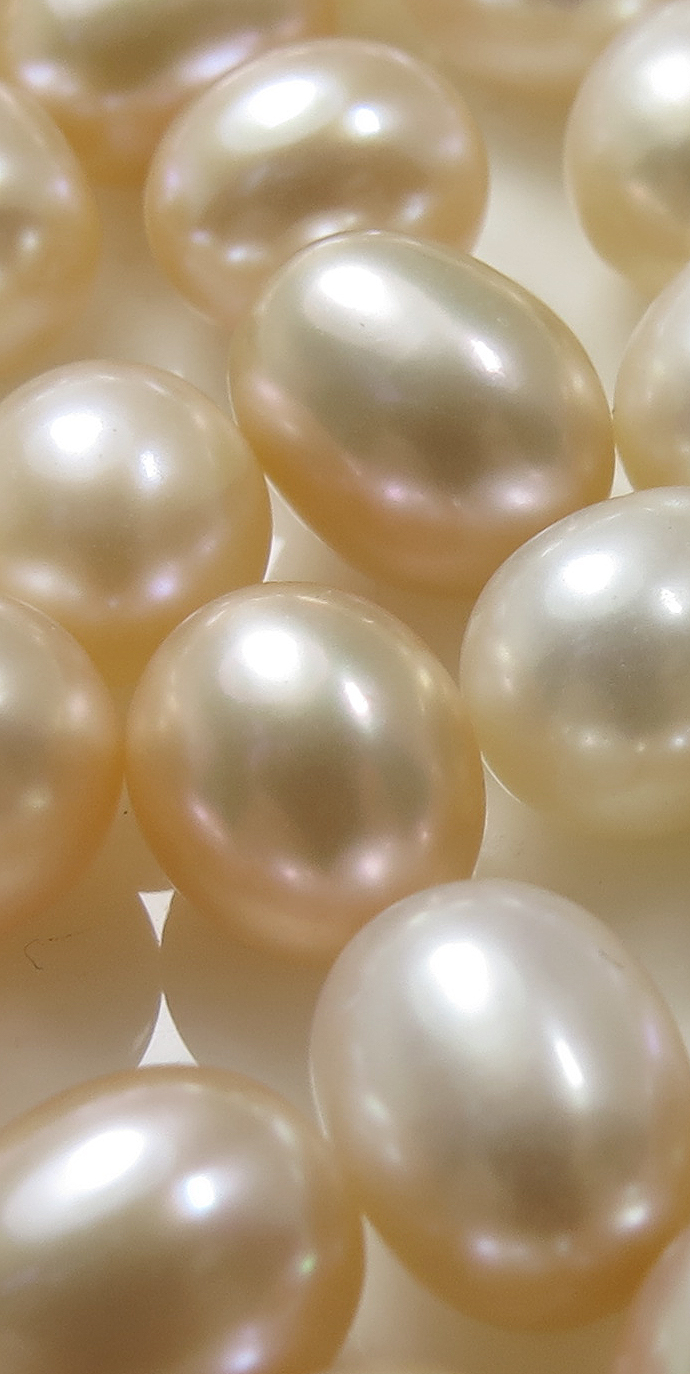 パール 淡水真珠 ライス エッグ ペールピンク ピーチ～ライトオレンジ（6～7mm）穴無（300個）
