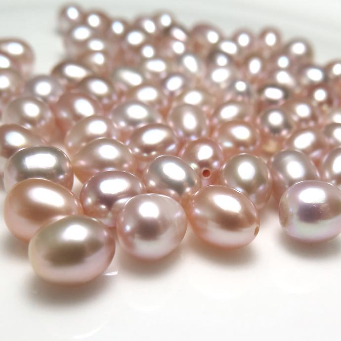 淡水真珠 パール 片穴 真珠 ドロップ エッグ （ペールパープル）/ 片穴パール（7～8mm）（100個）