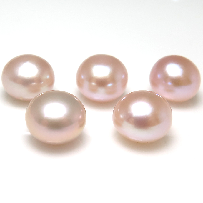 淡水パール真珠（ピンク～ペールパープル系）/片穴パール（ボタン9.5～10mm）（100個）