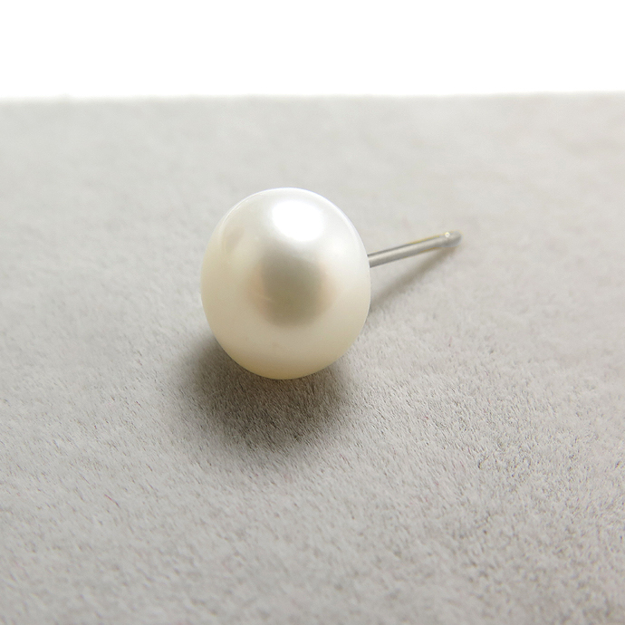 淡水パールピアス（ホワイト系）/ボタン8mm「シルバー925（sv925）」（25ペア）
