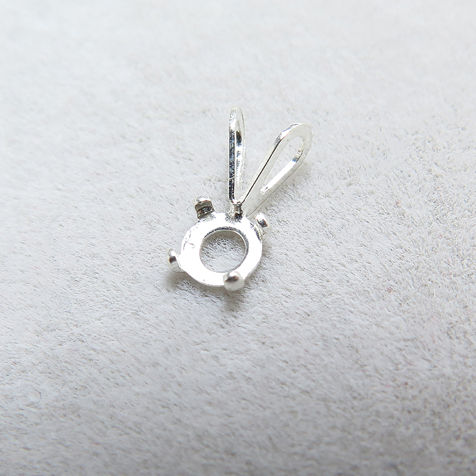 SV925シルバーパーツ/カボションペンダントトップ空枠（ラウンド5mm）（25個）