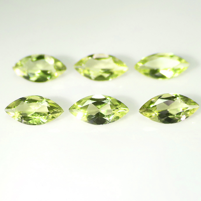キュービックジルコニアcz【AAA】・ルース  ペリドット/マーキス【6×3mm】ファセットカット（50個）