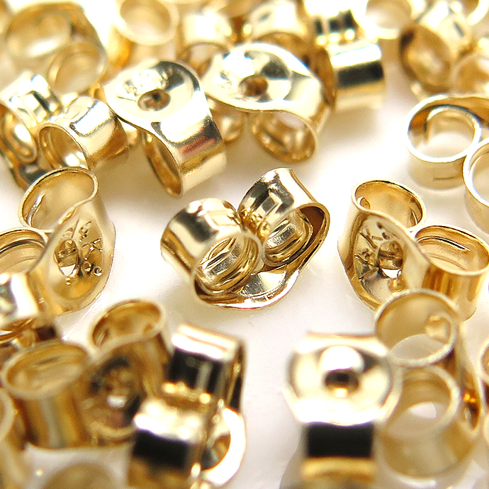 14金イエローゴールド K14YGピアスキャッチ（2.5mm×4.0mm）（25ペア）