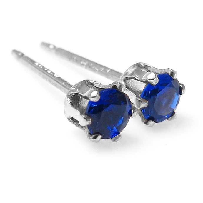 スピネル 合成石 シルバーピアス  3mmラウンド6本爪 スタッドピアス SV925 1ペア