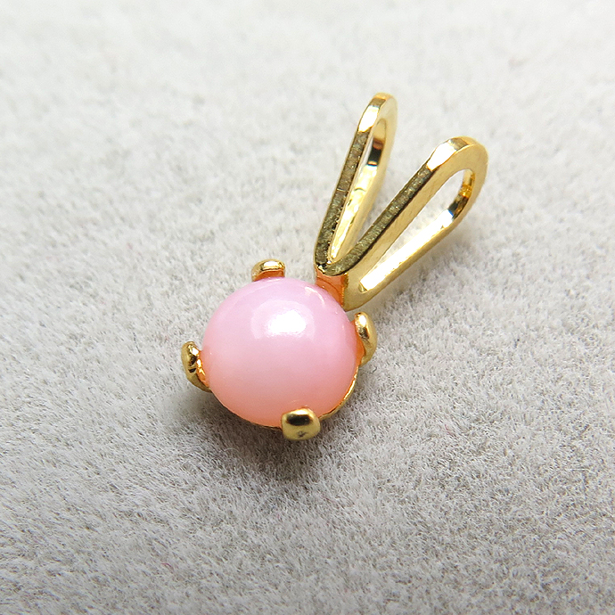 カボションペンダント（天然石ピンクオパール＜10月誕生石＞4mm）「14kgf」（ゴールドフィルド）（25個）