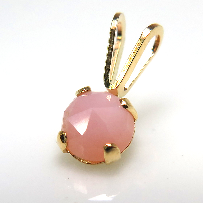 14kgfカボションペンダント（天然石ピンクオパール）ローズカット・ラウンド5mm ゴールドフィルド（10個）