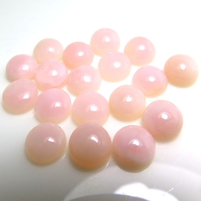 天然石ルース（裸石）・ピンクオパール/カボション（ラウンド）【8mm】（3個）