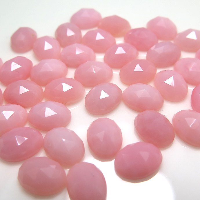 天然石ルース（裸石） ピンクオパール ローズカット カボション オーバル 6×4mm （25個）