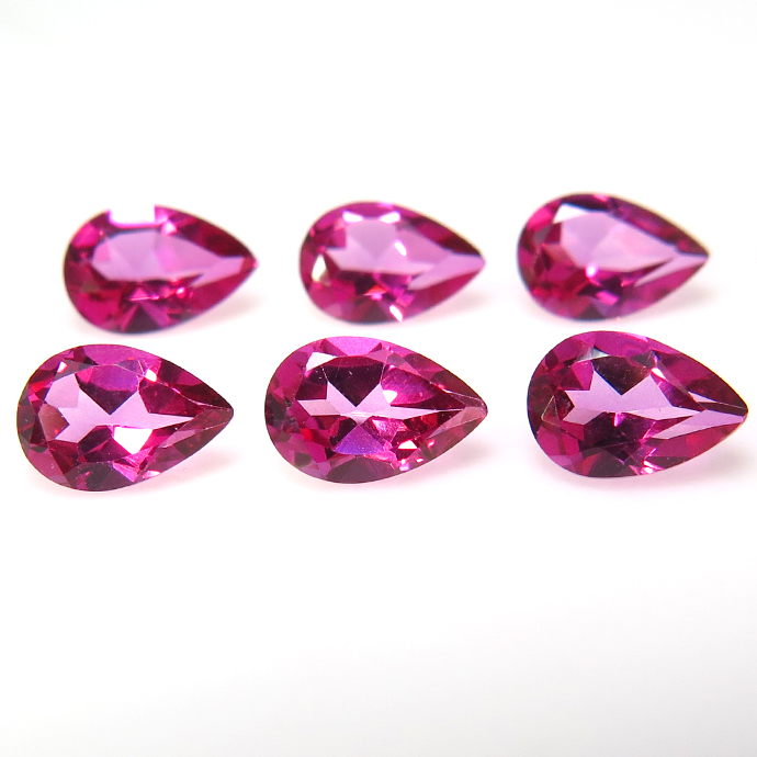 ピンクトパーズ 天然石ルース （処理石）ブラジル産 ペアシェイプ【10×7mm】ファセットカット（5個）
