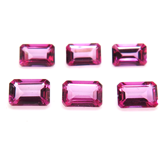 ピンクトパーズ 天然石ルース （処理石） オクタゴン レクタングル【8×6mm】ファセットカット（25個）