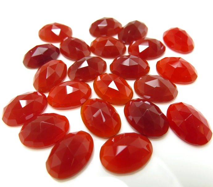 天然石ルース（裸石）・レッドオニキス/ローズカット カボション（オーバル）【12×10mm】（1個）