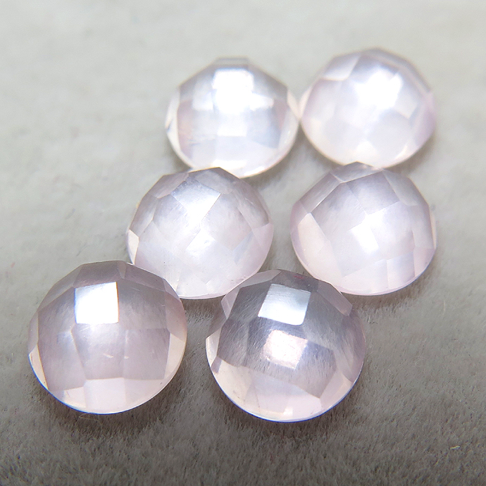 天然石ルース（裸石）ローズクォーツ/チェッカーボードカット（ラウンド）【4mm】（250個）