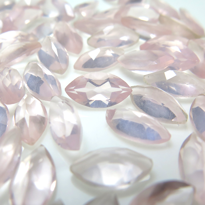 天然石ルース（裸石）・ローズクォーツ/マーキス【10×5mm】ファセットカット（100個）