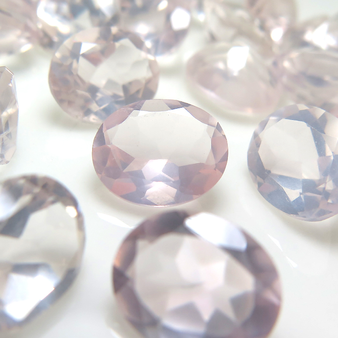 天然石ルース（裸石）・ローズクォーツ/オーバル【6×4mm】ファセットカット（7個）