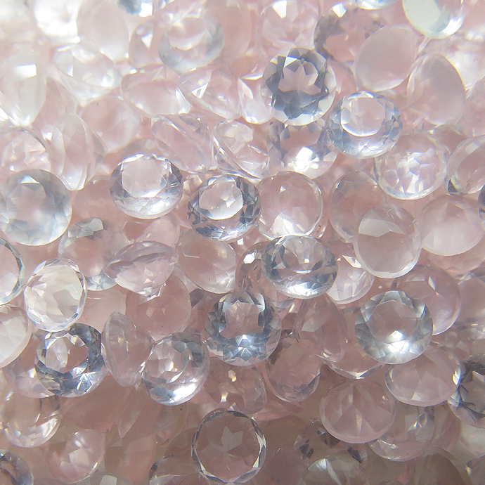 天然石ルース（裸石）・ローズクォーツ/ラウンド【4mm】ファセットカット（100個）